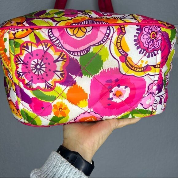 Vera Bradley Clementine Puffy Pink/White Multicolor Floral Medium Tote Bag - Picture 6 of 10